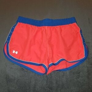 UA Semi Fitted Orange & Blue Athletic Shorts